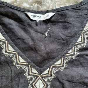 Linen Embroidered Top